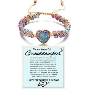 Infinity Love Heart Bracelet for Granddaughter - Purple Beaded Wrap Jewelry